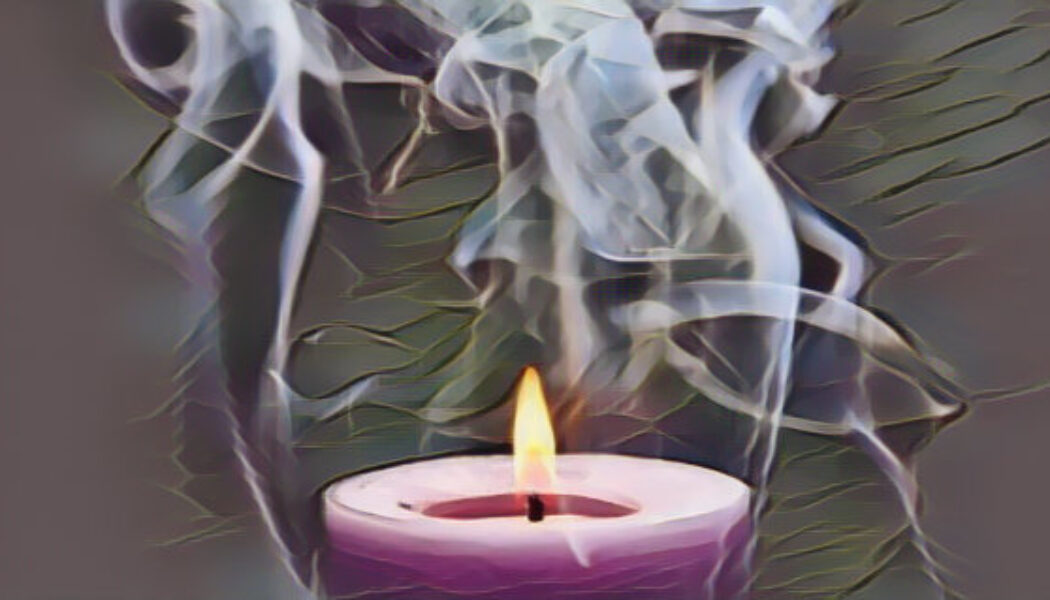 A free-standing candle