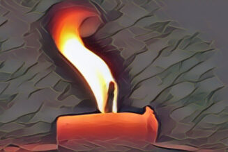 Candle flame that flares, dips, gutters, repeatedly