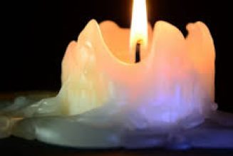 A free-standing candle burns down to a puddle of wax or sets in runs down the side of the candle