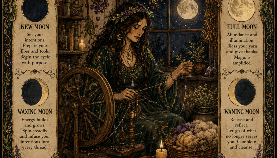Spinning Fabric as a Pagan Witch Through the Phases of the Moon